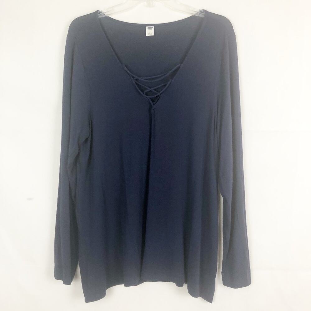Old Navy Long Sleeve Criss Cross Blue Top Size Large